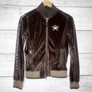 Vintage Y2K Triple Five Soul Brown Velour Zip Up Jacket Size Medium